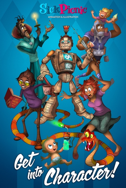 Sick Picnic Poster featuring tons of original animated characters